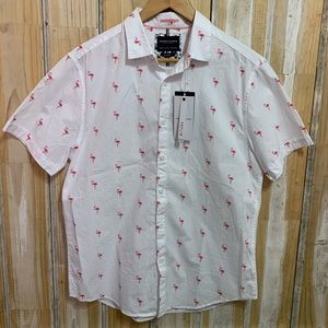 NWT Denim & Flower Button Down Men’s L Flamingo